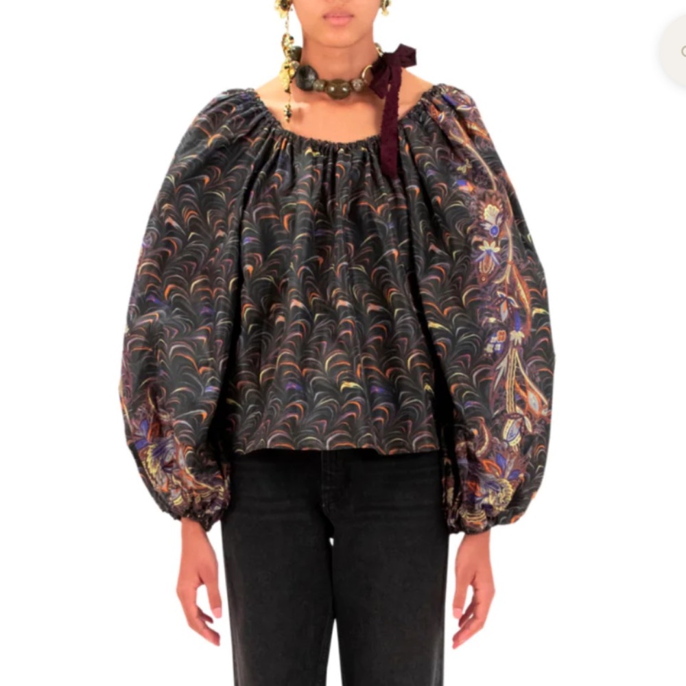 ULLA JOHNSON Lavinia Blouse in Obsidian